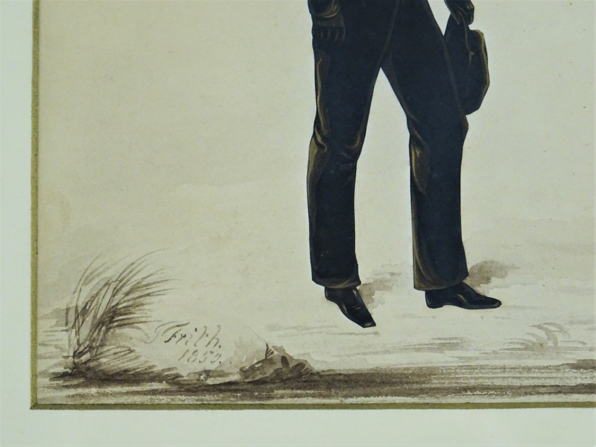 pair of 19th century hand painted silhouettes by Frith 1850